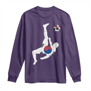 South Korea Soccer Long Sleeve Shirt Bicycle Kick Silhouette Korean Flag TS10 Purple Print Your Wear