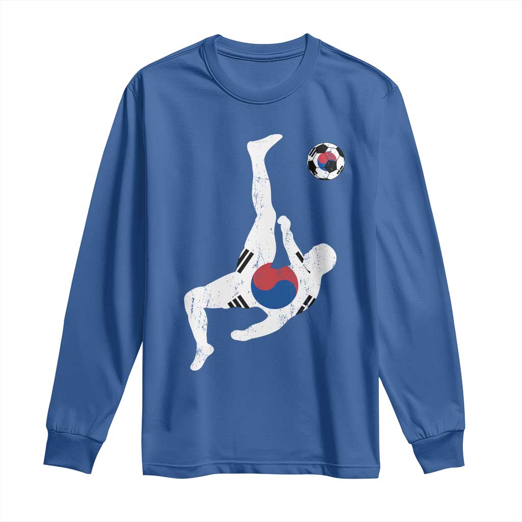 South Korea Soccer Long Sleeve Shirt Bicycle Kick Silhouette Korean Flag TS10 Royal Blue Print Your Wear