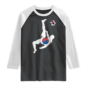 South Korea Soccer Raglan Shirt Bicycle Kick Silhouette Korean Flag TS10 Black White Print Your Wear