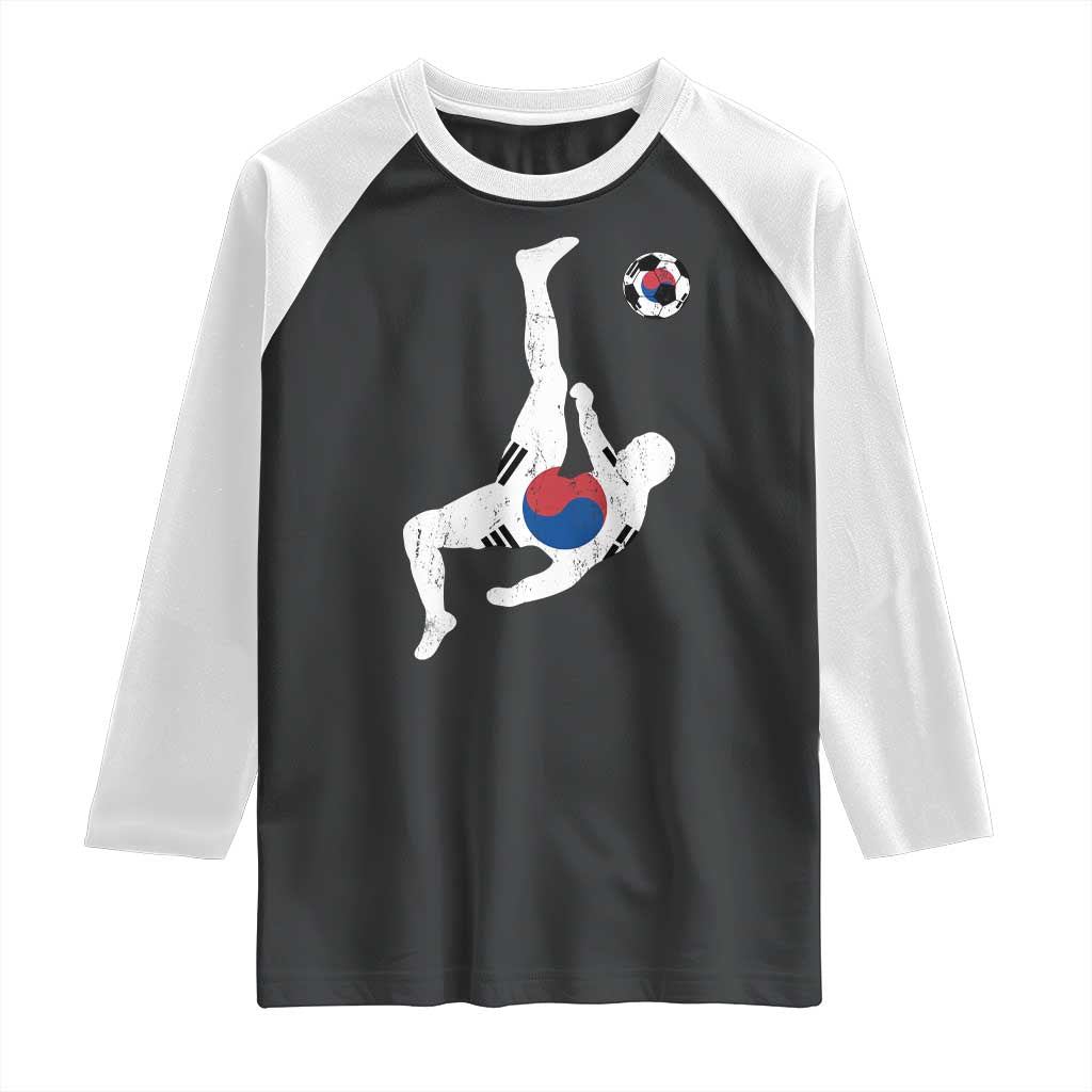 South Korea Soccer Raglan Shirt Bicycle Kick Silhouette Korean Flag TS10 Black White Print Your Wear