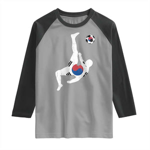 South Korea Soccer Raglan Shirt Bicycle Kick Silhouette Korean Flag TS10 Sport Gray Black Print Your Wear