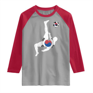 South Korea Soccer Raglan Shirt Bicycle Kick Silhouette Korean Flag TS10 Sport Gray Red Print Your Wear