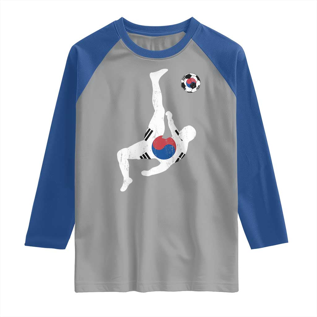 South Korea Soccer Raglan Shirt Bicycle Kick Silhouette Korean Flag TS10 Sport Gray Royal Print Your Wear