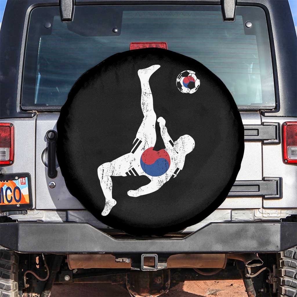 South Korea Soccer Spare Tire Cover Bicycle Kick Silhouette Korean Flag TS10 No hole Black Print Your Wear