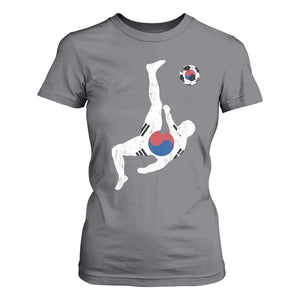 South Korea Soccer T Shirt For Women Bicycle Kick Silhouette Korean Flag TS10 Charcoal Print Your Wear
