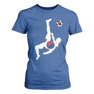 South Korea Soccer T Shirt For Women Bicycle Kick Silhouette Korean Flag TS10 Royal Blue Print Your Wear