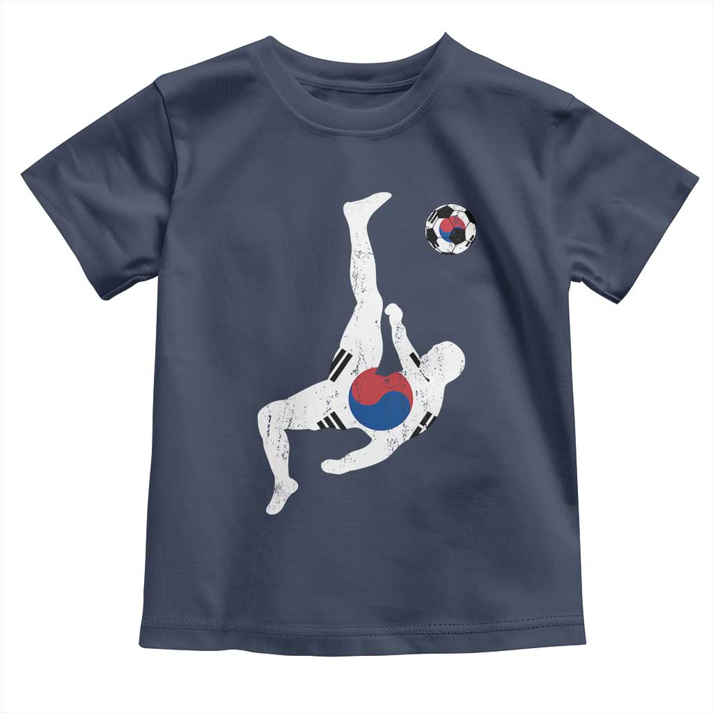 South Korea Soccer Toddler T Shirt Bicycle Kick Silhouette Korean Flag TS10 Navy Print Your Wear