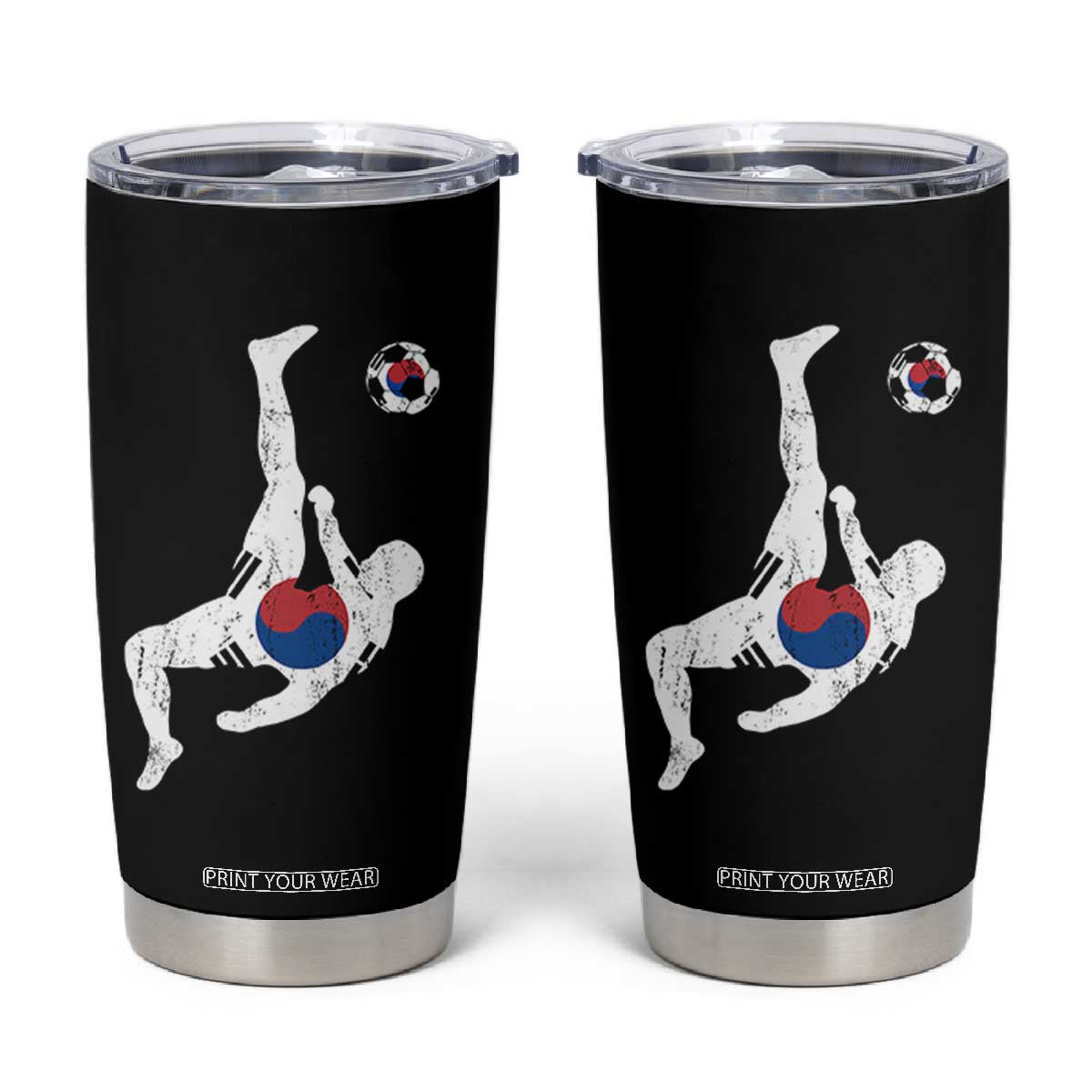 South Korea Soccer Tumbler Cup Bicycle Kick Silhouette Korean Flag TS10 Black Print Your Wear