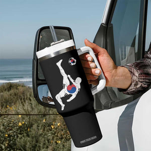 South Korea Soccer Tumbler With Handle Bicycle Kick Silhouette Korean Flag TS10 Print Your Wear