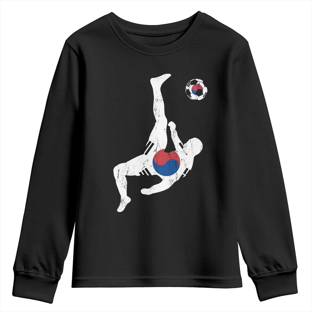 South Korea Soccer Youth Sweatshirt Bicycle Kick Silhouette Korean Flag TS10 Black Print Your Wear