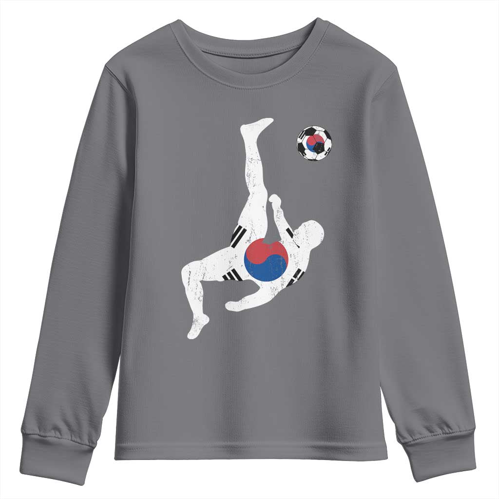 South Korea Soccer Youth Sweatshirt Bicycle Kick Silhouette Korean Flag TS10 Charcoal Print Your Wear