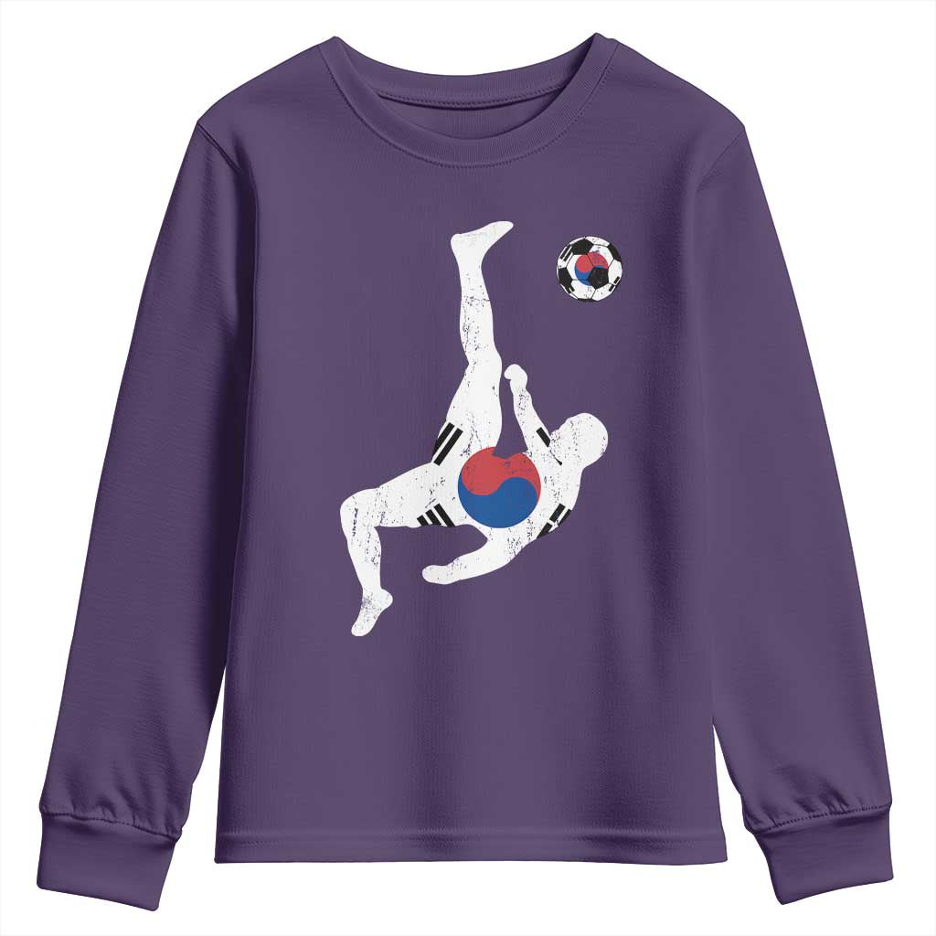 South Korea Soccer Youth Sweatshirt Bicycle Kick Silhouette Korean Flag TS10 Purple Print Your Wear