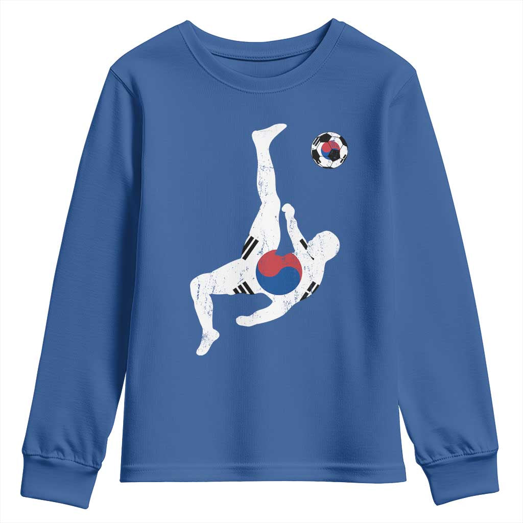 South Korea Soccer Youth Sweatshirt Bicycle Kick Silhouette Korean Flag TS10 Royal Blue Print Your Wear