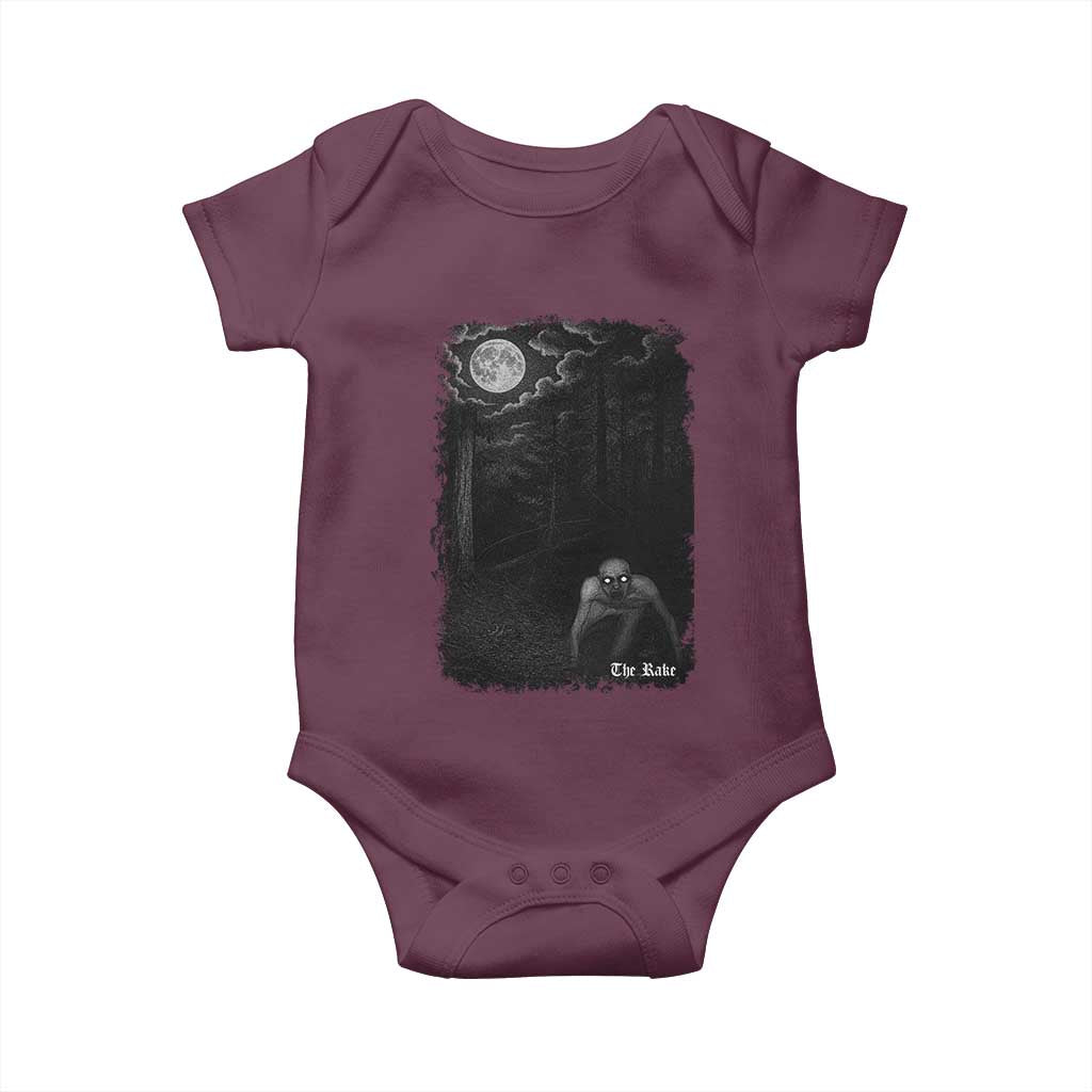 Rake Creepypasta Baby Onesie Cryptid Series Cryptozoology Gift Creepy Horror Halloween TS10 Maroon Print Your Wear