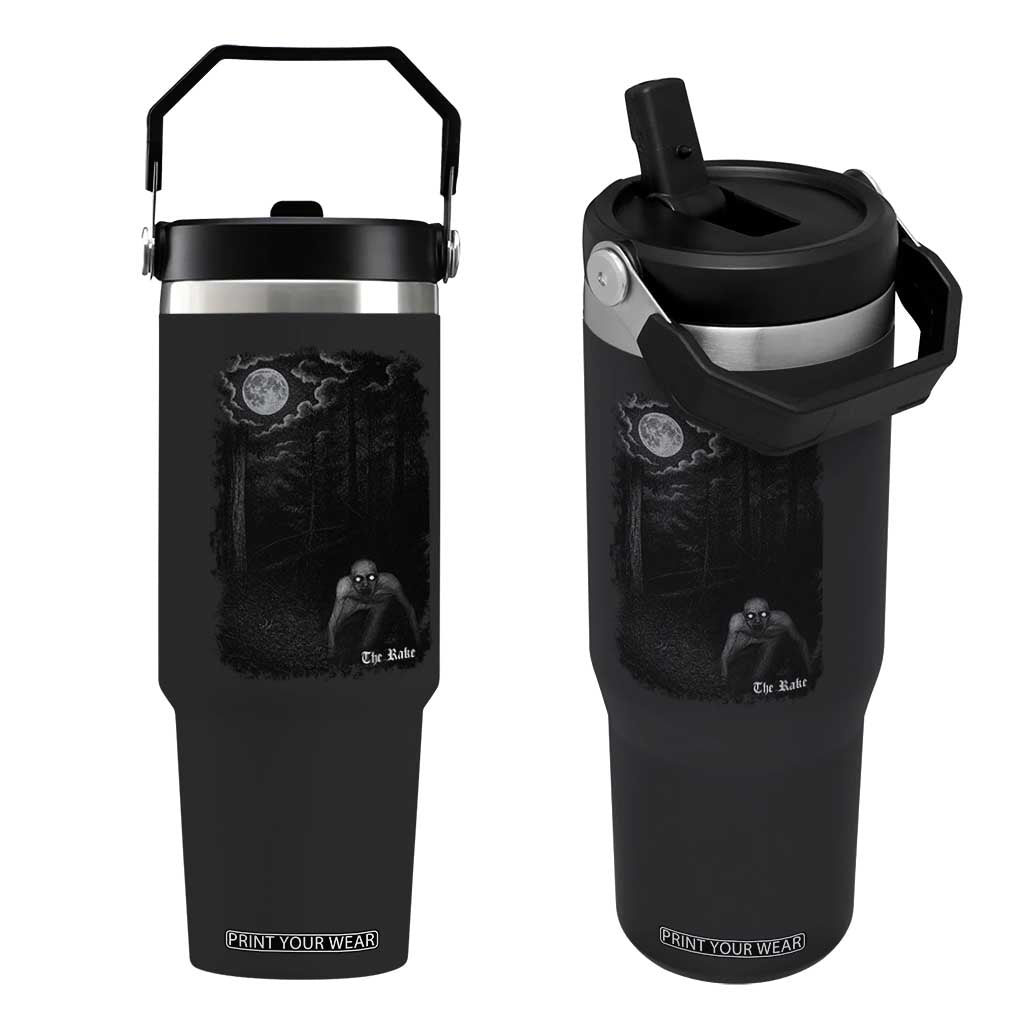 Rake Creepypasta Flip Straw Tumbler Cryptid Series Cryptozoology Gift Creepy Horror Halloween TS10 One Size: 30 oz Black Print Your Wear