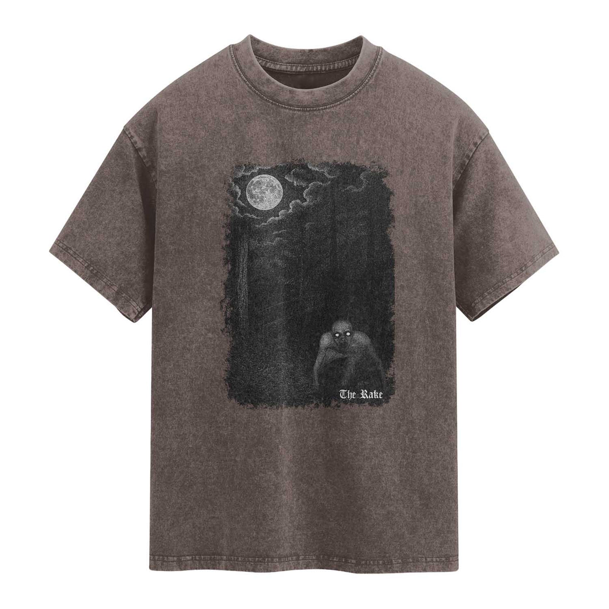 Rake Creepypasta Washed Cotton T-Shirt Cryptid Series Cryptozoology Gift Creepy Horror Halloween