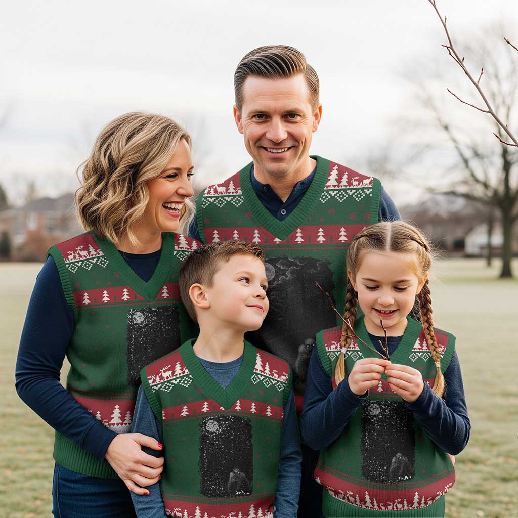 Rake Creepypasta V-Neck Knit Sweater Vest Cryptid Series Cryptozoology Gift Creepy Horror Halloween TS10 Red Green Print Your Wear