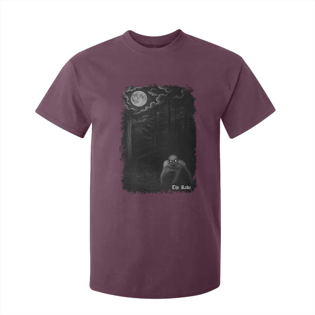 Rake Creepypasta T Shirt For Kid Cryptid Series Cryptozoology Gift Creepy Horror Halloween TS10 Maroon Print Your Wear