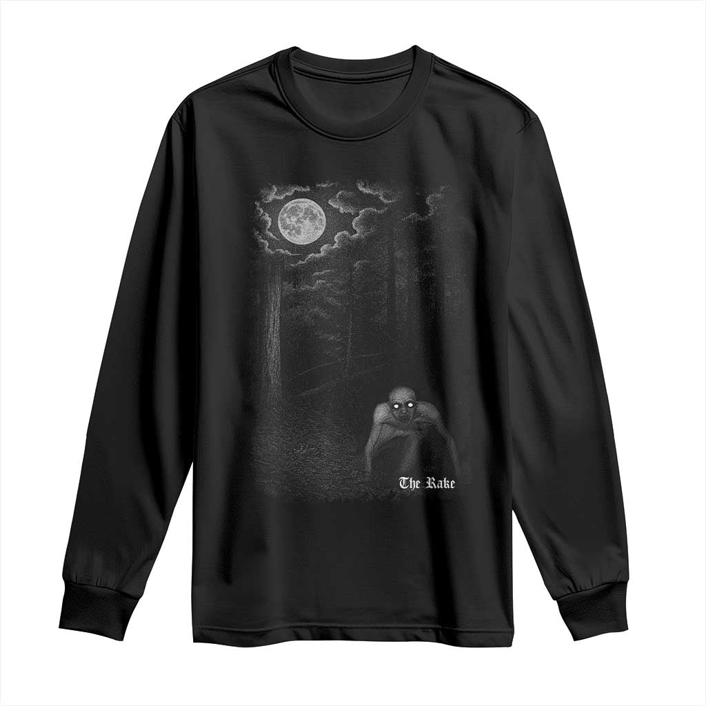 Rake Creepypasta Long Sleeve Shirt Cryptid Series Cryptozoology Gift Creepy Horror Halloween TS10 Black Print Your Wear
