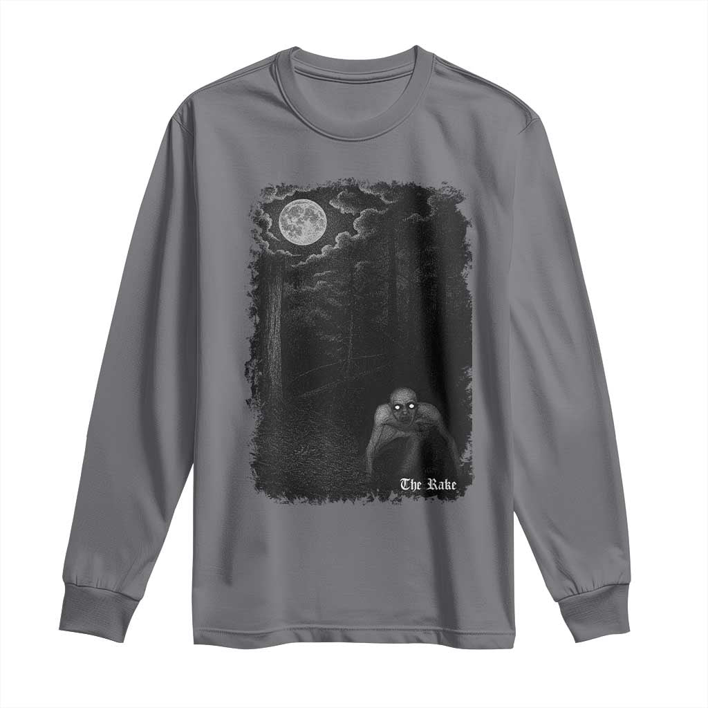 Rake Creepypasta Long Sleeve Shirt Cryptid Series Cryptozoology Gift Creepy Horror Halloween TS10 Charcoal Print Your Wear