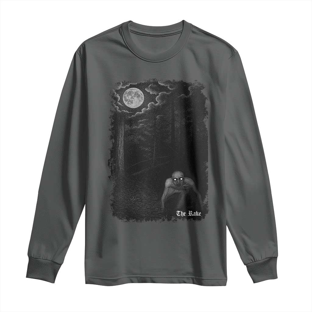 Rake Creepypasta Long Sleeve Shirt Cryptid Series Cryptozoology Gift Creepy Horror Halloween TS10 Dark Heather Print Your Wear