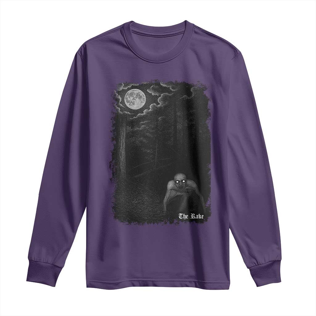 Rake Creepypasta Long Sleeve Shirt Cryptid Series Cryptozoology Gift Creepy Horror Halloween TS10 Purple Print Your Wear