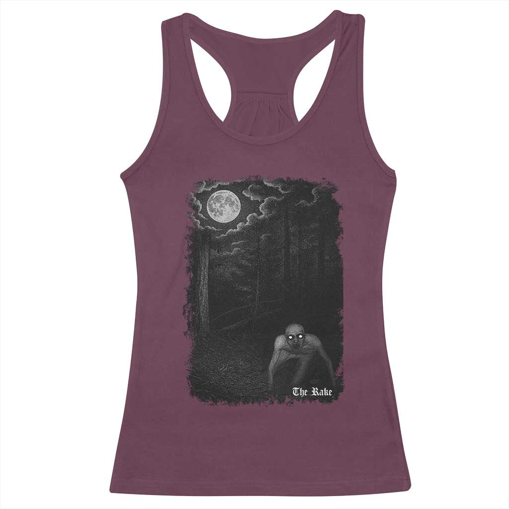 Rake Creepypasta Racerback Tank Top Cryptid Series Cryptozoology Gift Creepy Horror Halloween TS10 Maroon Print Your Wear