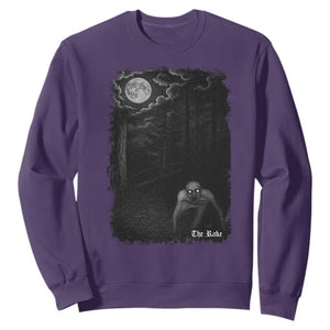 Rake Creepypasta Sweatshirt Cryptid Series Cryptozoology Gift Creepy Horror Halloween TS10 Purple Print Your Wear