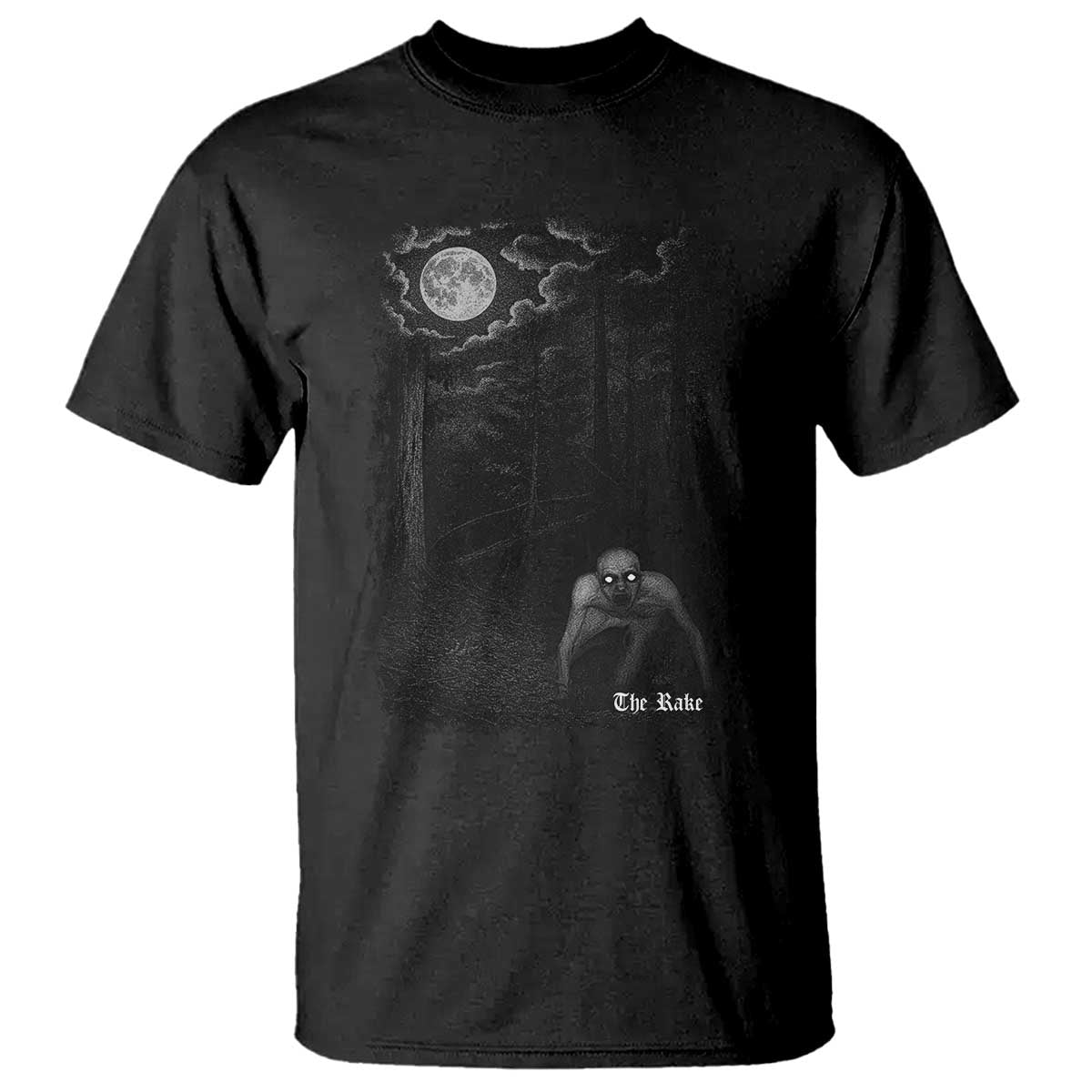 Rake Creepypasta T Shirt Cryptid Series Cryptozoology Gift Creepy Horror Halloween TS10 Black Print Your Wear
