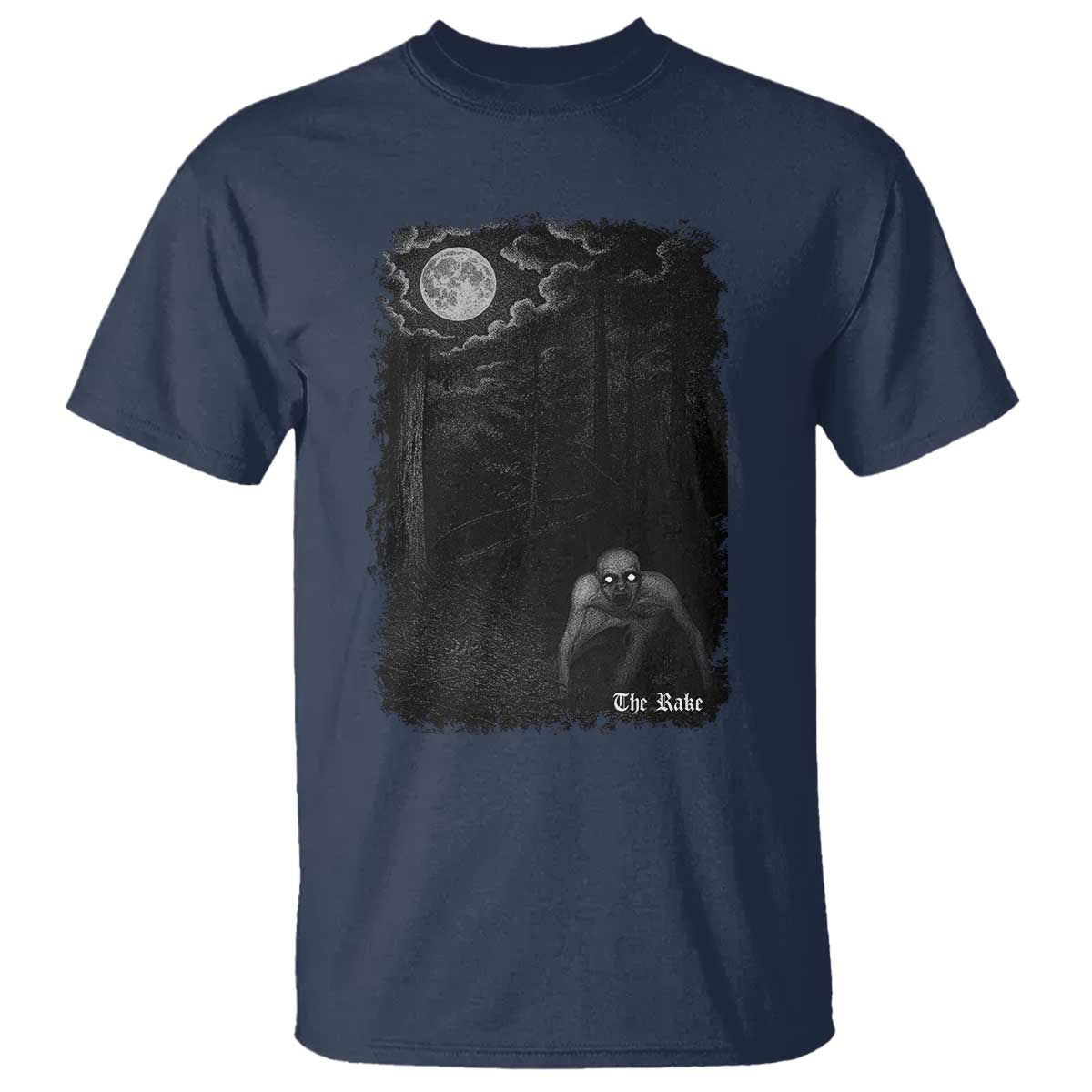 Rake Creepypasta T Shirt Cryptid Series Cryptozoology Gift Creepy Horror Halloween TS10 Navy Print Your Wear