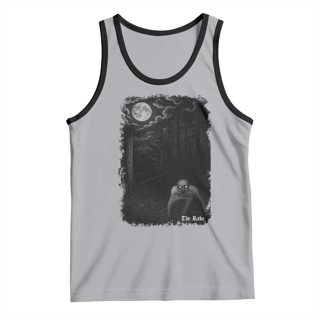 Rake Creepypasta Tank Top Cryptid Series Cryptozoology Gift Creepy Horror Halloween TS10 Athletic Heather Black Print Your Wear