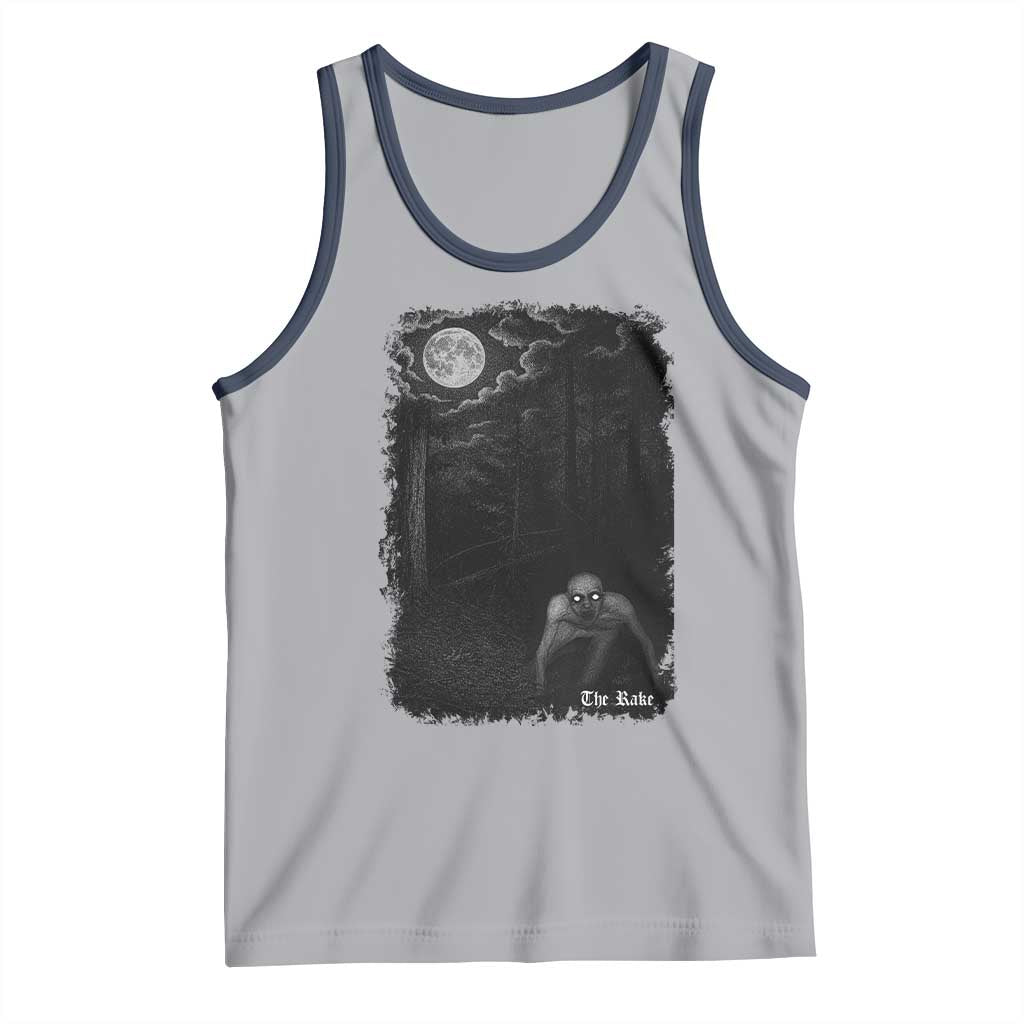 Rake Creepypasta Tank Top Cryptid Series Cryptozoology Gift Creepy Horror Halloween TS10 Athletic Heather Navy Print Your Wear