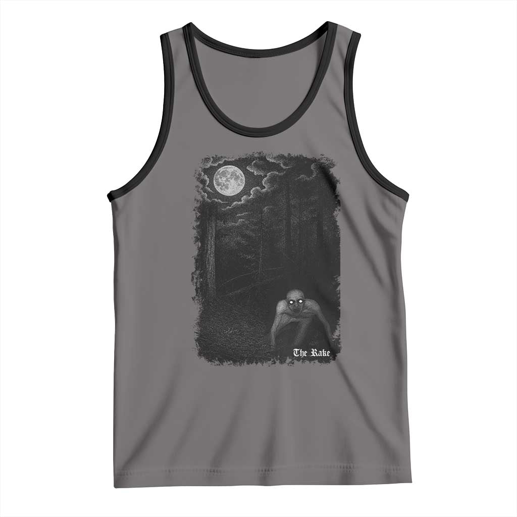 Rake Creepypasta Tank Top Cryptid Series Cryptozoology Gift Creepy Horror Halloween TS10 Deep Heather Black Print Your Wear