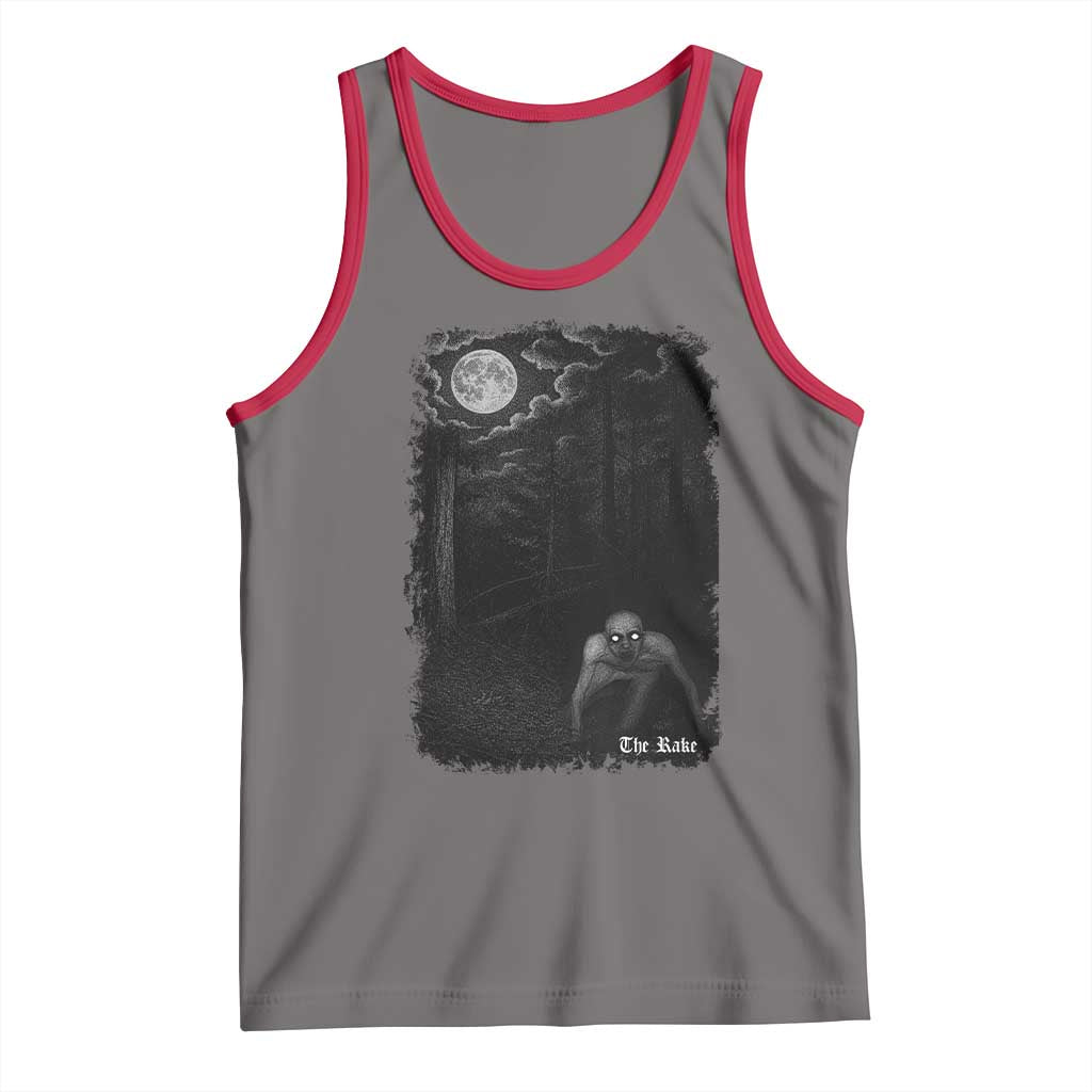 Rake Creepypasta Tank Top Cryptid Series Cryptozoology Gift Creepy Horror Halloween TS10 Deep Heather Red Print Your Wear