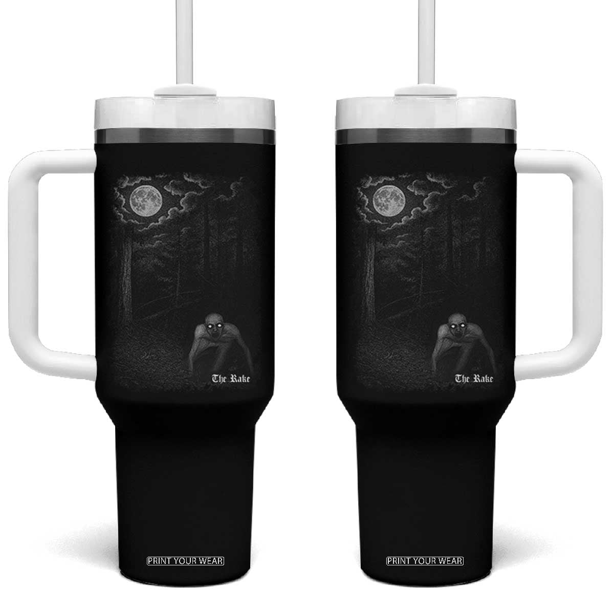Rake Creepypasta Tumbler With Handle Cryptid Series Cryptozoology Gift Creepy Horror Halloween TS10 One Size: 40 oz Black Print Your Wear