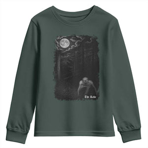 Rake Creepypasta Youth Sweatshirt Cryptid Series Cryptozoology Gift Creepy Horror Halloween TS10 Dark Forest Green Print Your Wear