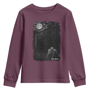 Rake Creepypasta Youth Sweatshirt Cryptid Series Cryptozoology Gift Creepy Horror Halloween TS10 Maroon Print Your Wear