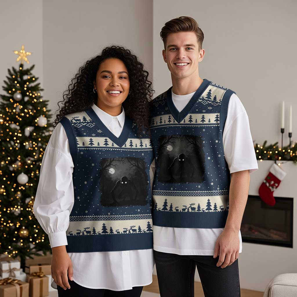 Rake Creepypasta V-Neck Knit Sweater Vest Creepy Cryptid Series Cryptozoology Gift Halloween TS10 Navy Beige Print Your Wear