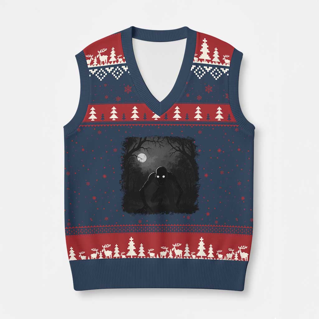 Rake Creepypasta V-Neck Knit Sweater Vest Creepy Cryptid Series Cryptozoology Gift Halloween TS10 Navy Red Print Your Wear