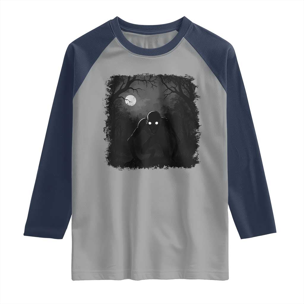 Rake Creepypasta Raglan Shirt Creepy Cryptid Series Cryptozoology Gift Halloween TS10 Sport Gray Navy Print Your Wear