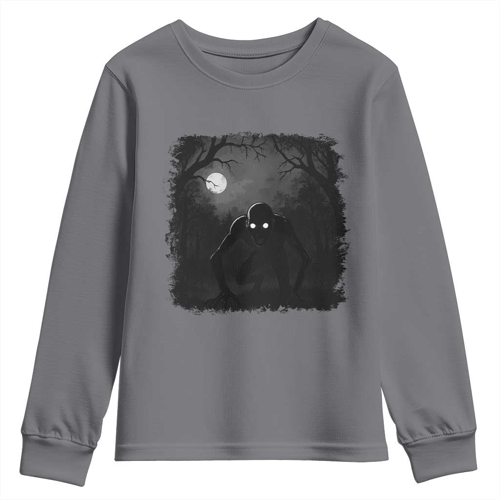 Rake Creepypasta Youth Sweatshirt Creepy Cryptid Series Cryptozoology Gift Halloween TS10 Charcoal Print Your Wear