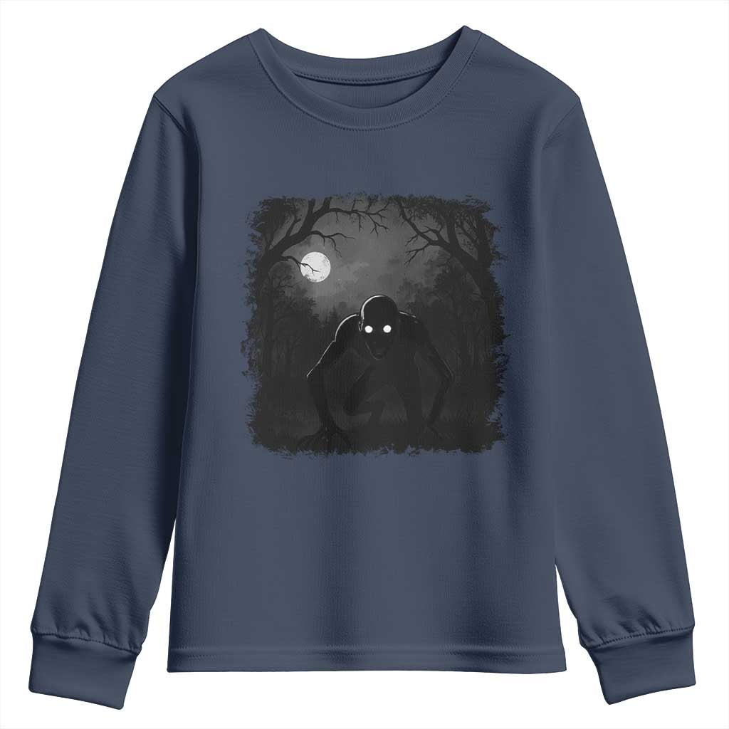 Rake Creepypasta Youth Sweatshirt Creepy Cryptid Series Cryptozoology Gift Halloween TS10 Navy Print Your Wear