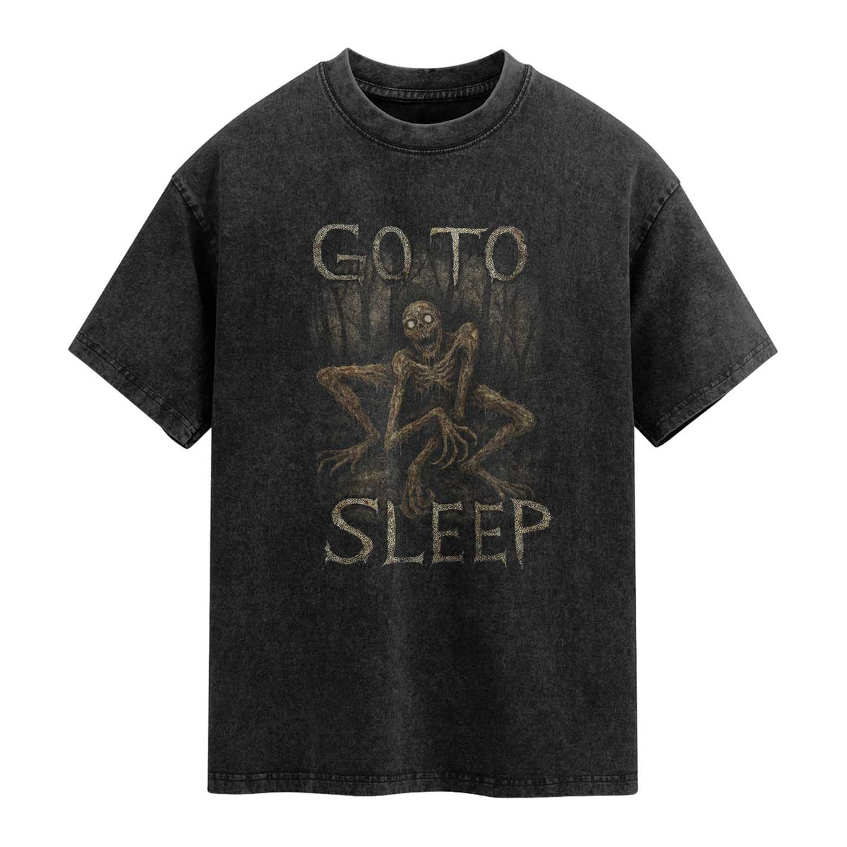 Rake Creepypasta Washed Cotton T-Shirt Creepy Cryptid Series Alt Goth Grunge Horror Aesthetic