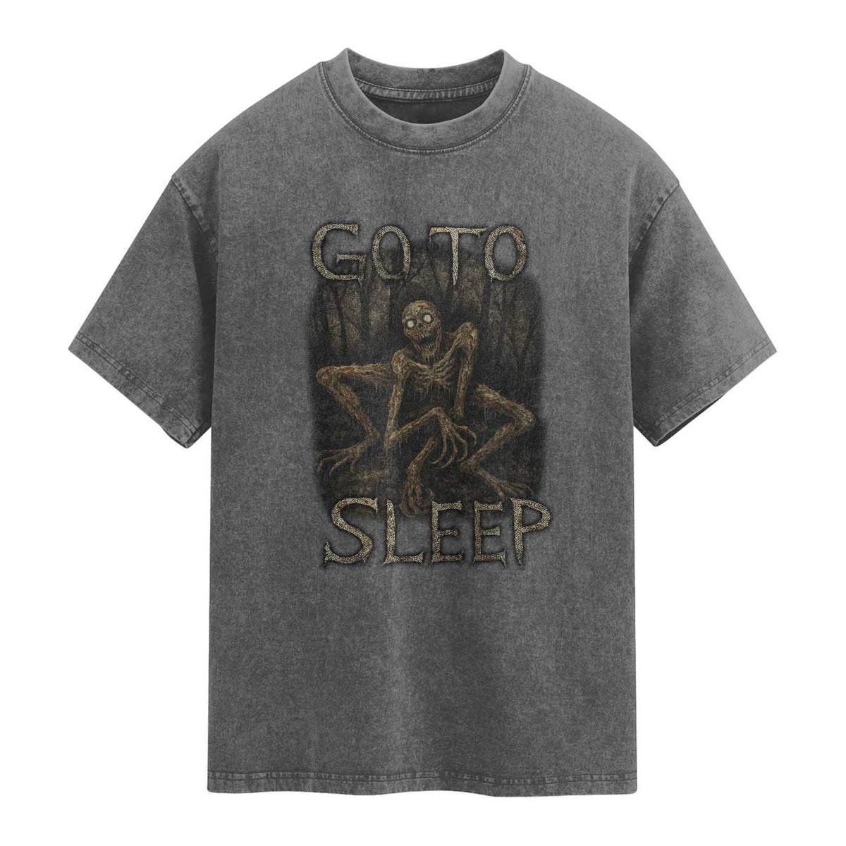 Rake Creepypasta Washed Cotton T-Shirt Creepy Cryptid Series Alt Goth Grunge Horror Aesthetic