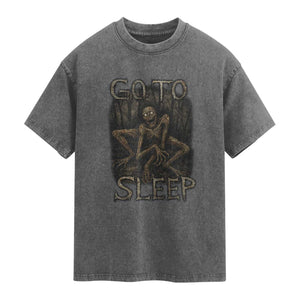 Rake Creepypasta Washed Cotton T-Shirt Creepy Cryptid Series Alt Goth Grunge Horror Aesthetic