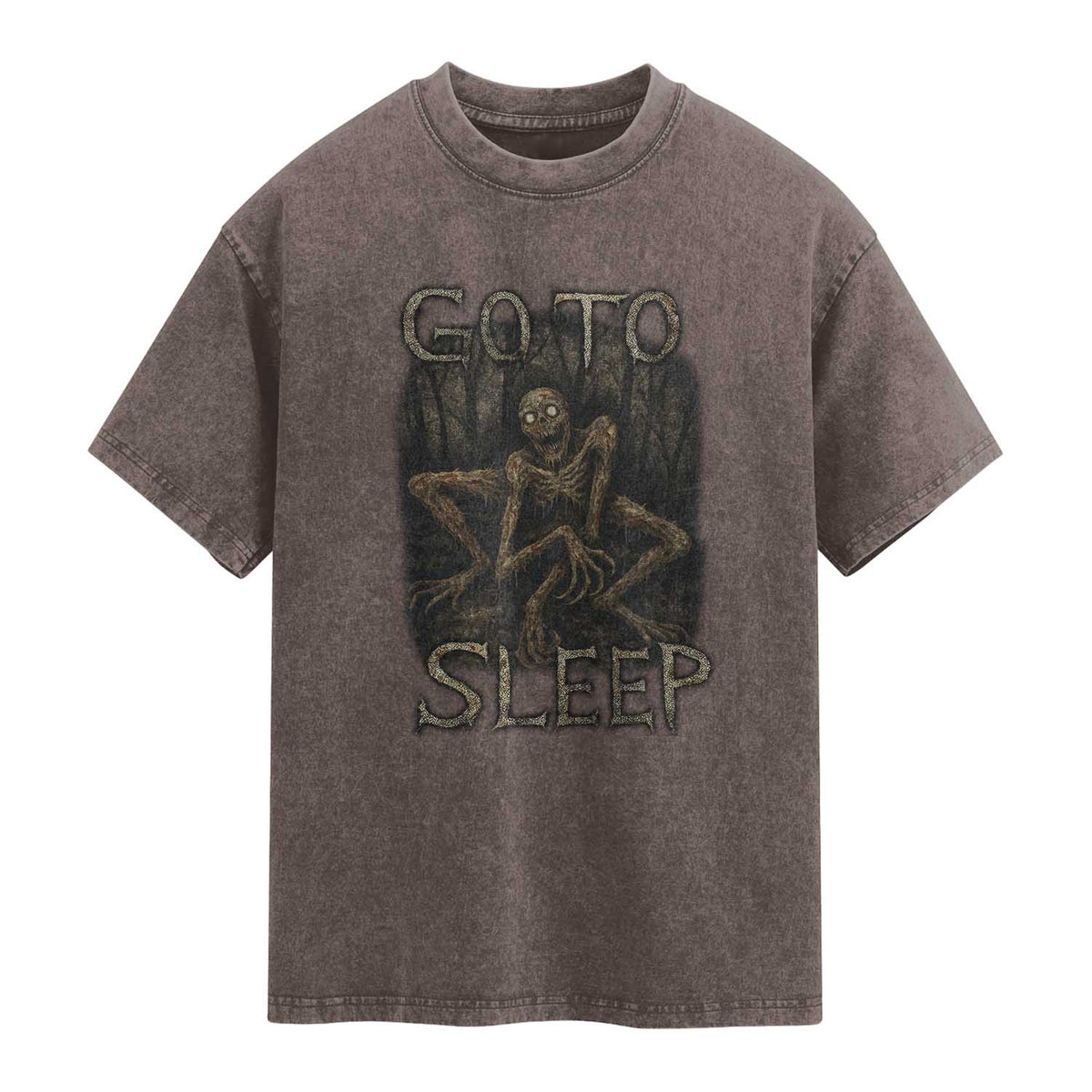 Rake Creepypasta Washed Cotton T-Shirt Creepy Cryptid Series Alt Goth Grunge Horror Aesthetic