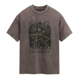 Rake Creepypasta Washed Cotton T-Shirt Creepy Cryptid Series Alt Goth Grunge Horror Aesthetic