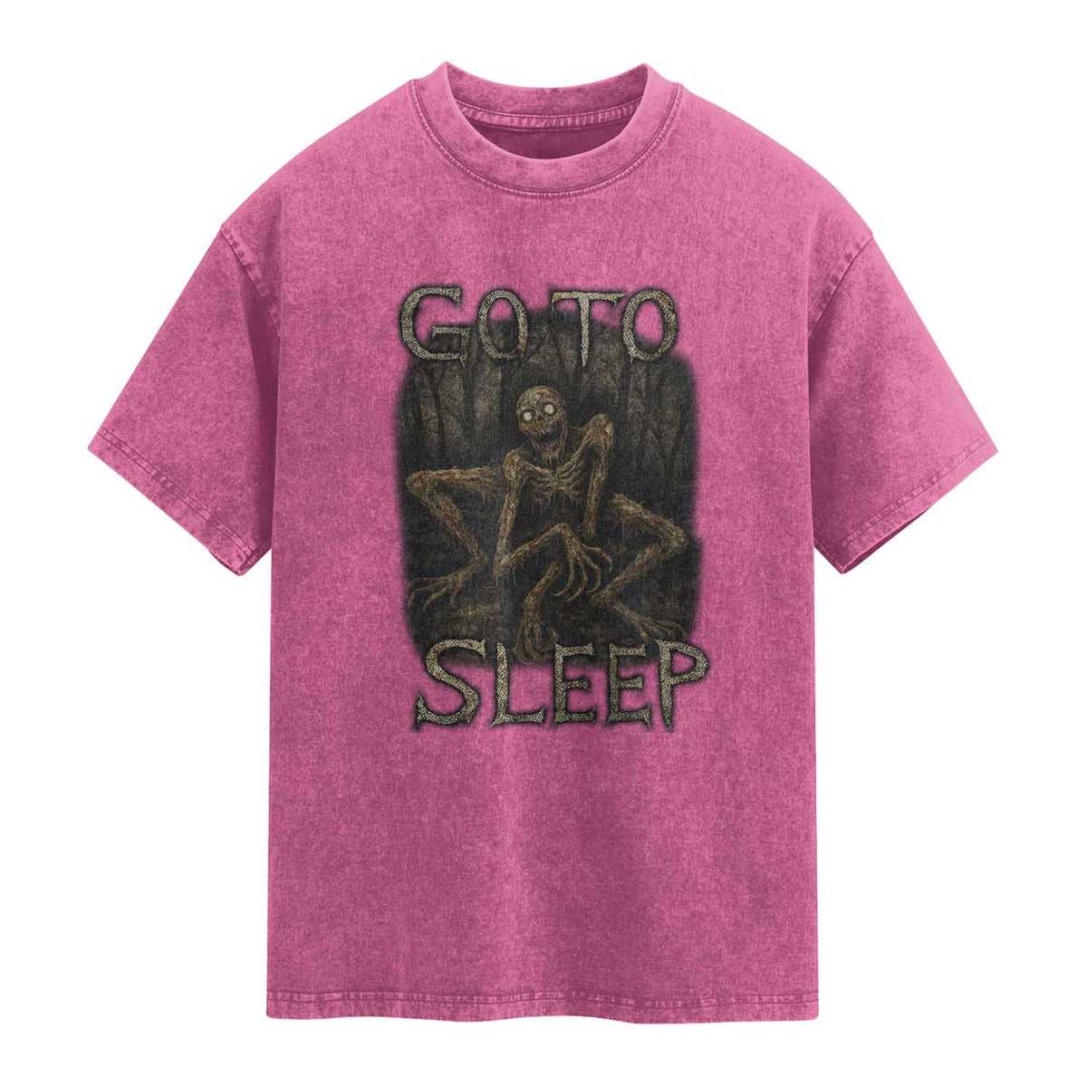 Rake Creepypasta Washed Cotton T-Shirt Creepy Cryptid Series Alt Goth Grunge Horror Aesthetic