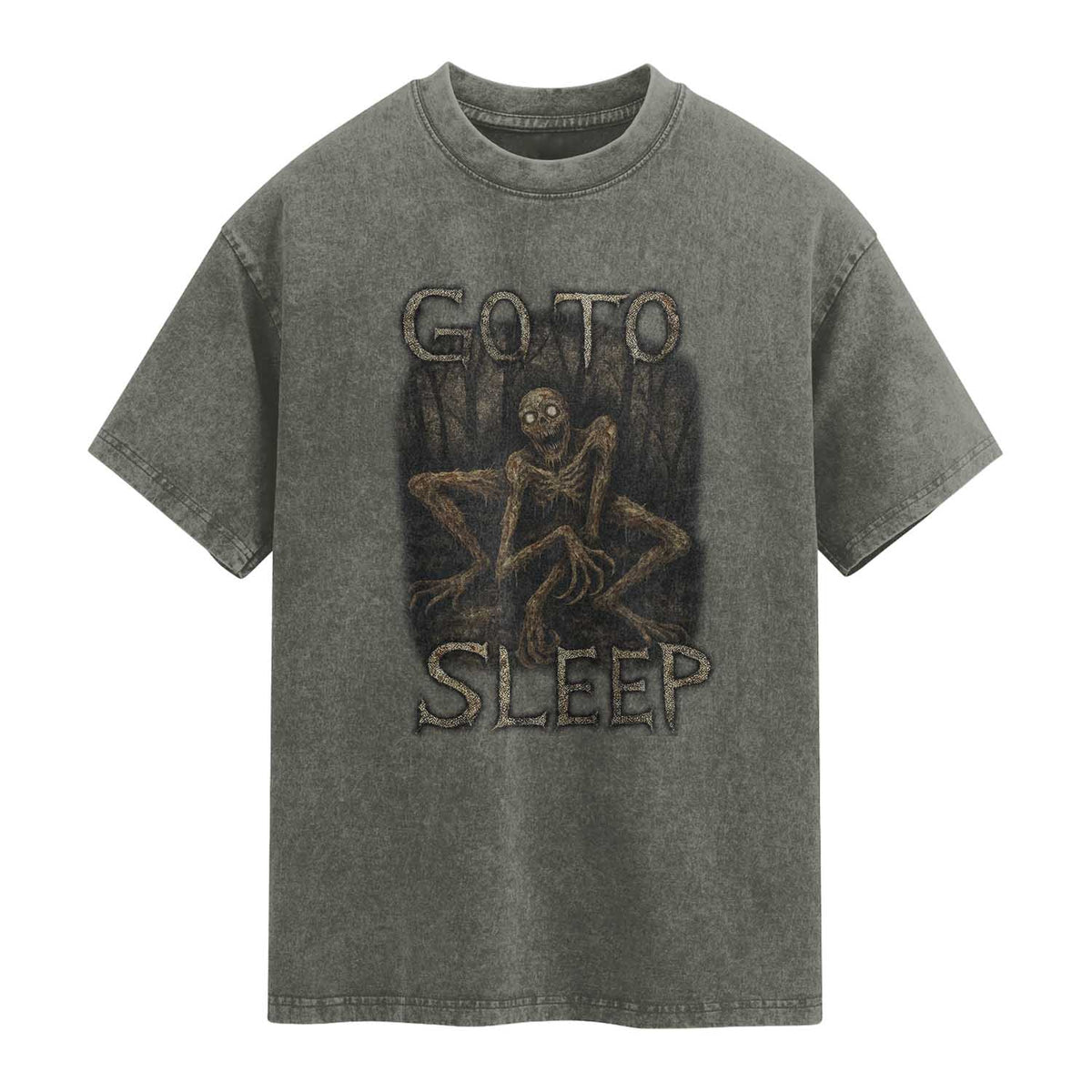 Rake Creepypasta Washed Cotton T-Shirt Creepy Cryptid Series Alt Goth Grunge Horror Aesthetic