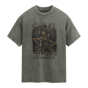 Rake Creepypasta Washed Cotton T-Shirt Creepy Cryptid Series Alt Goth Grunge Horror Aesthetic